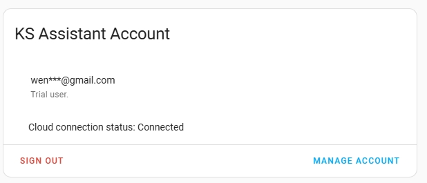 KS Assistant Cloud connected