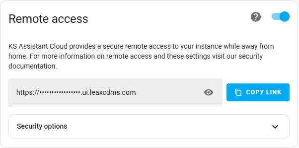 Screenshot of the remote control option.